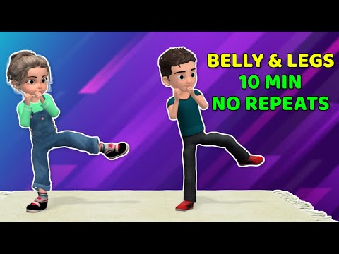 10 MIN KIDS EXERCISE FOR BELLY & LEGS - NO REPEATS